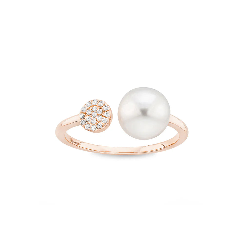 Pearl and Diamond Ring in Rose 02-012803-03FWP
