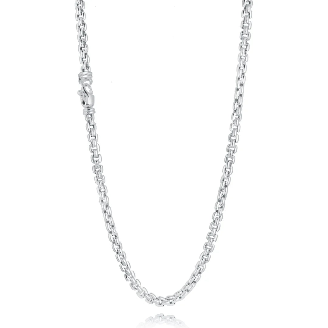 Rounded Cube Link Necklace in White 04-083476-01-18