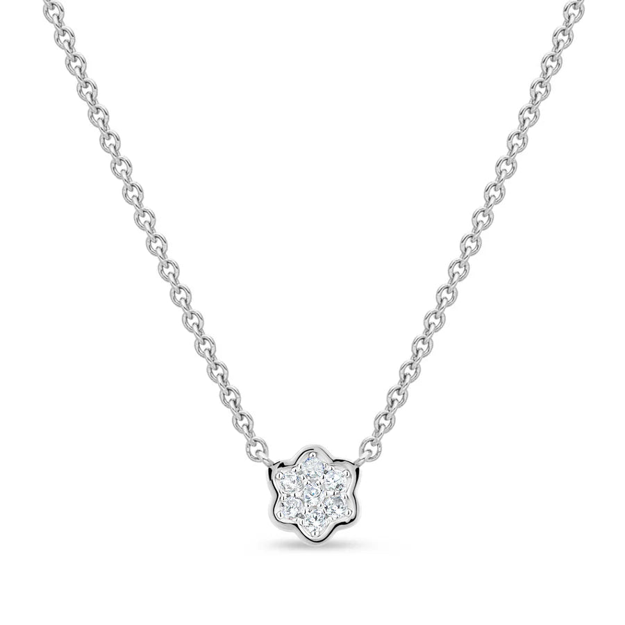 Little Miss Mimi Flower Necklace in White with White Stones 04-142650-01WH