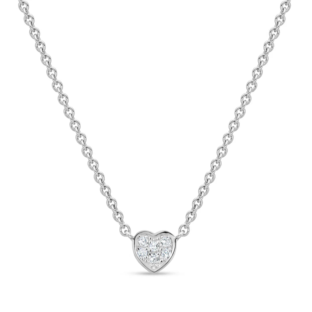 Little Miss Mimi Heart Necklace in White with White Stones 04-142652-01WH