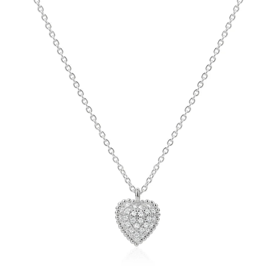 Heart Dew Drop Necklace in White 04-143605-01WH