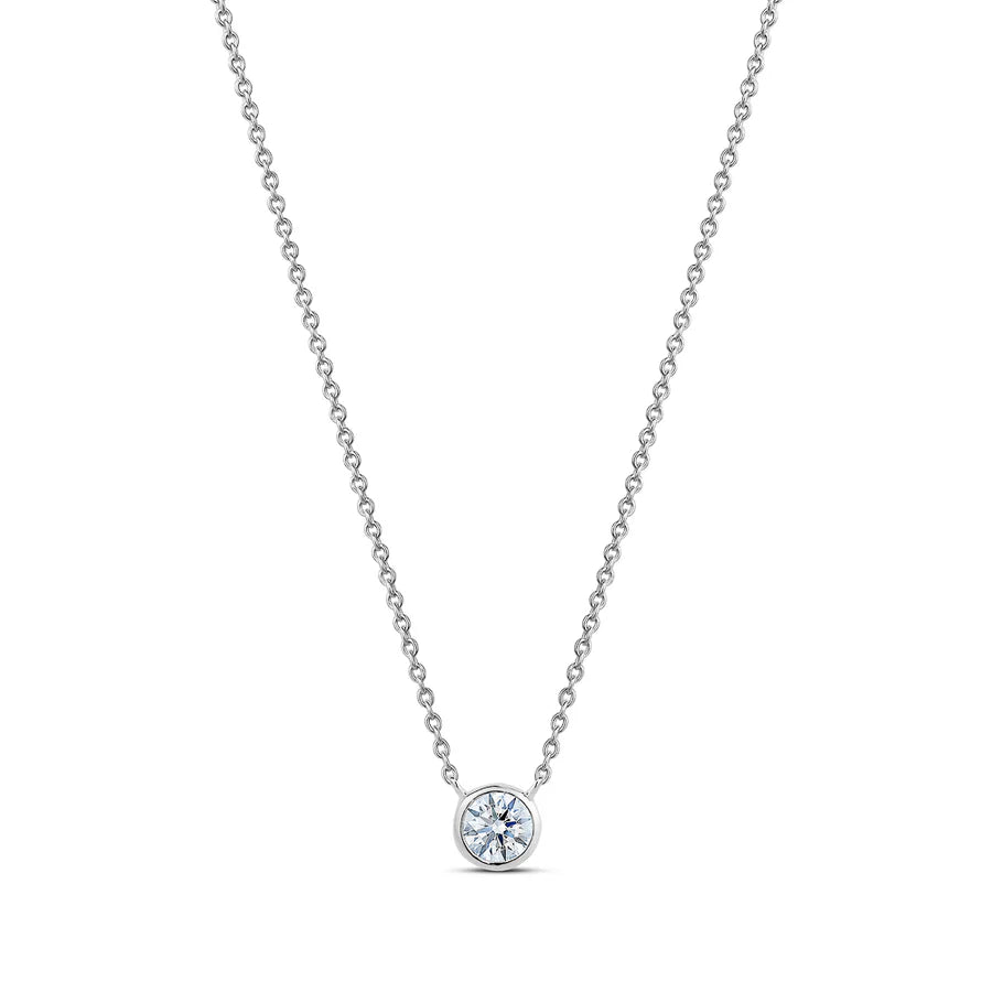 5mm Bezel Drop Necklace in White 04-146409-01WH