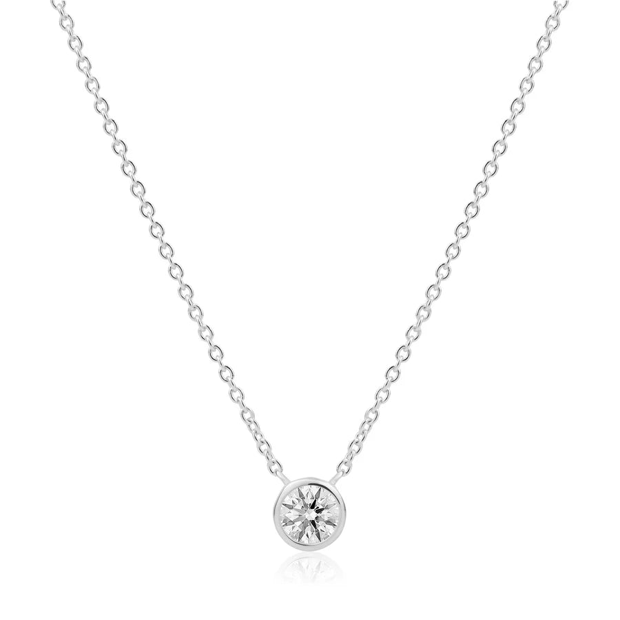 6mm Bezel Drop Necklace in White 04-146410-01WH