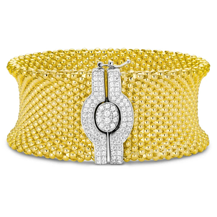 Mesh Reverse Cuff Bracelet in Yellow & White 07-082777