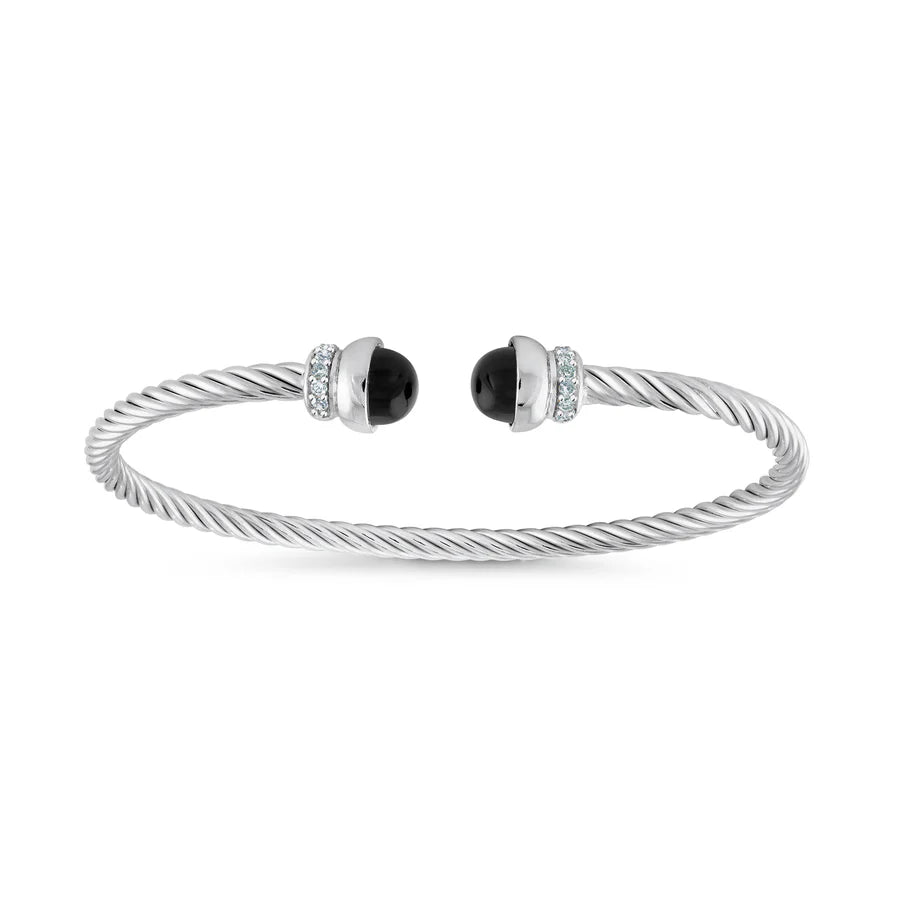 Black Onyx Twist Cable Bangle in White 07-083486-01BK