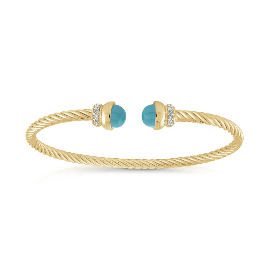 Turquoise Twist Cable Bangle in Yellow 07-083486-02TQ