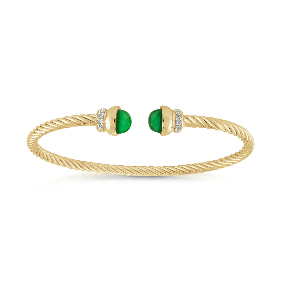 Green Emerald Twist Cable Bangle in Yellow 07-083486-02GN