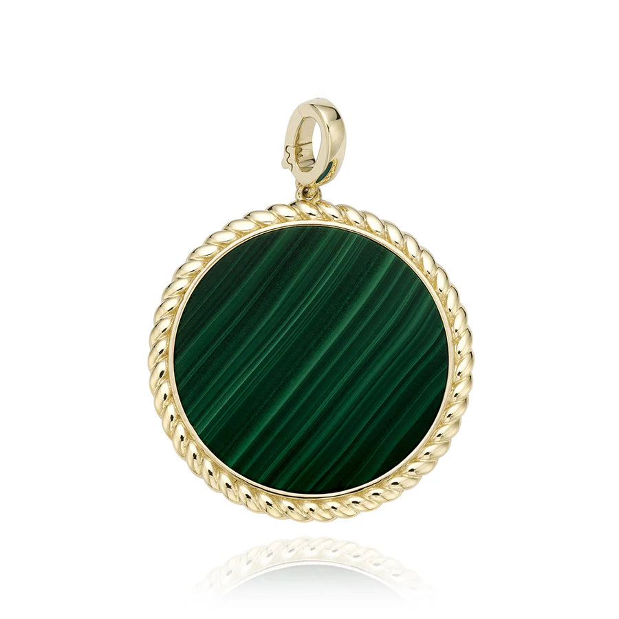 Medium Malachite Flower Twist Pendant in Yellow 09-706326-02MA