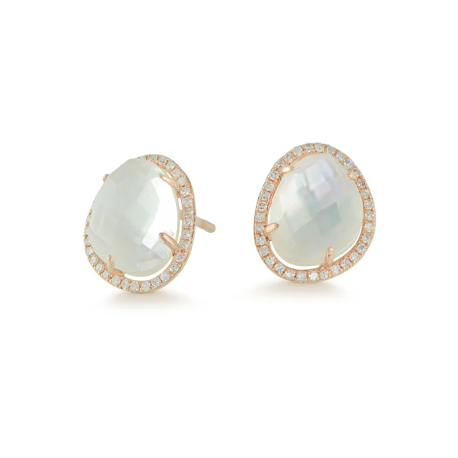 Mother of Pearl and Topaz doublet Stud in Rose 13-012321-03