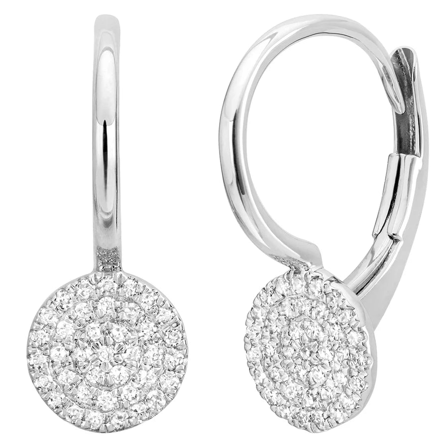 Round Pave Diamond Earrings in White 13-013577-01DIA