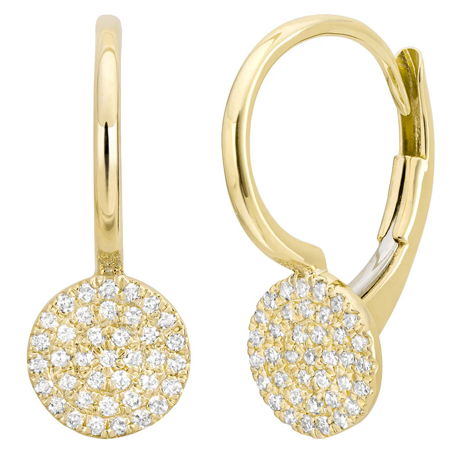 Round Pave Diamond Earrings in Yellow 13-013577-02DIA