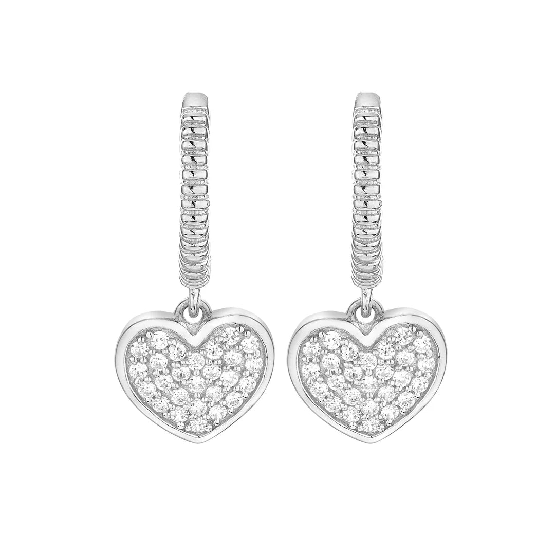 Heart Micro Pave Earrings in White 13-021344-01WH