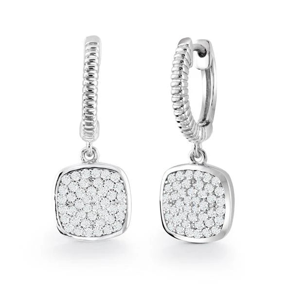 Square Micro Pave Earrings in White 13-021345-01WH