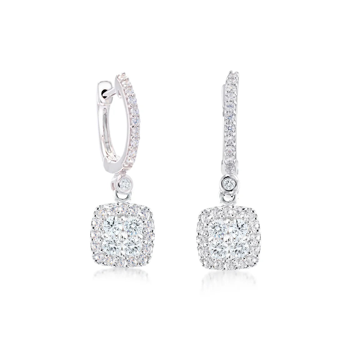 Daily Classic Square Drop Earrings in White 13-142060-01WH