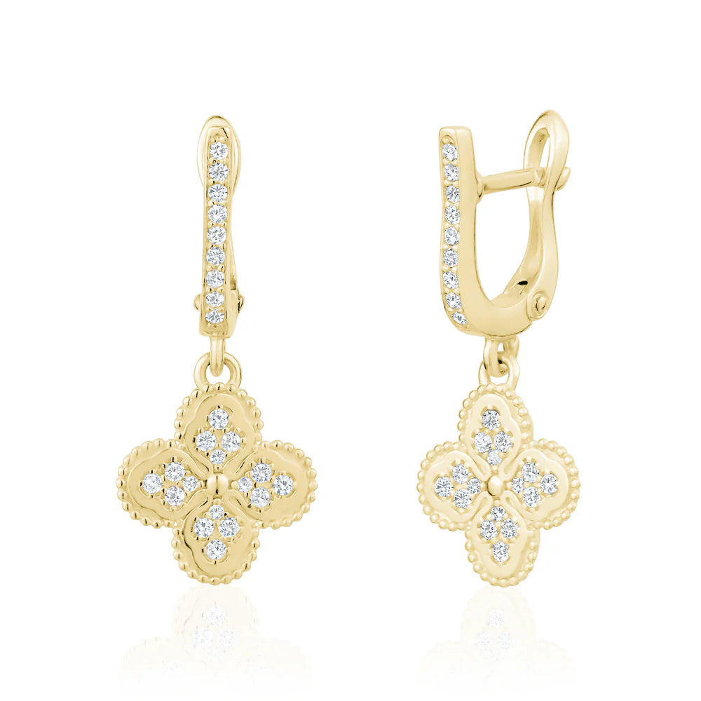 Heritage Clover Drop Earrings in Yellow 13-086545-02WH