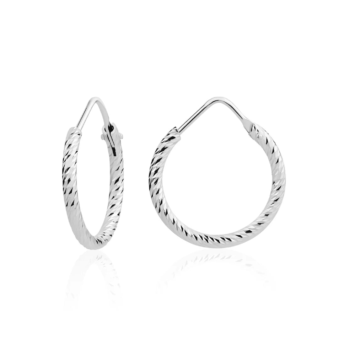 XS Diamond Cut Hoops in White 13-093245-01