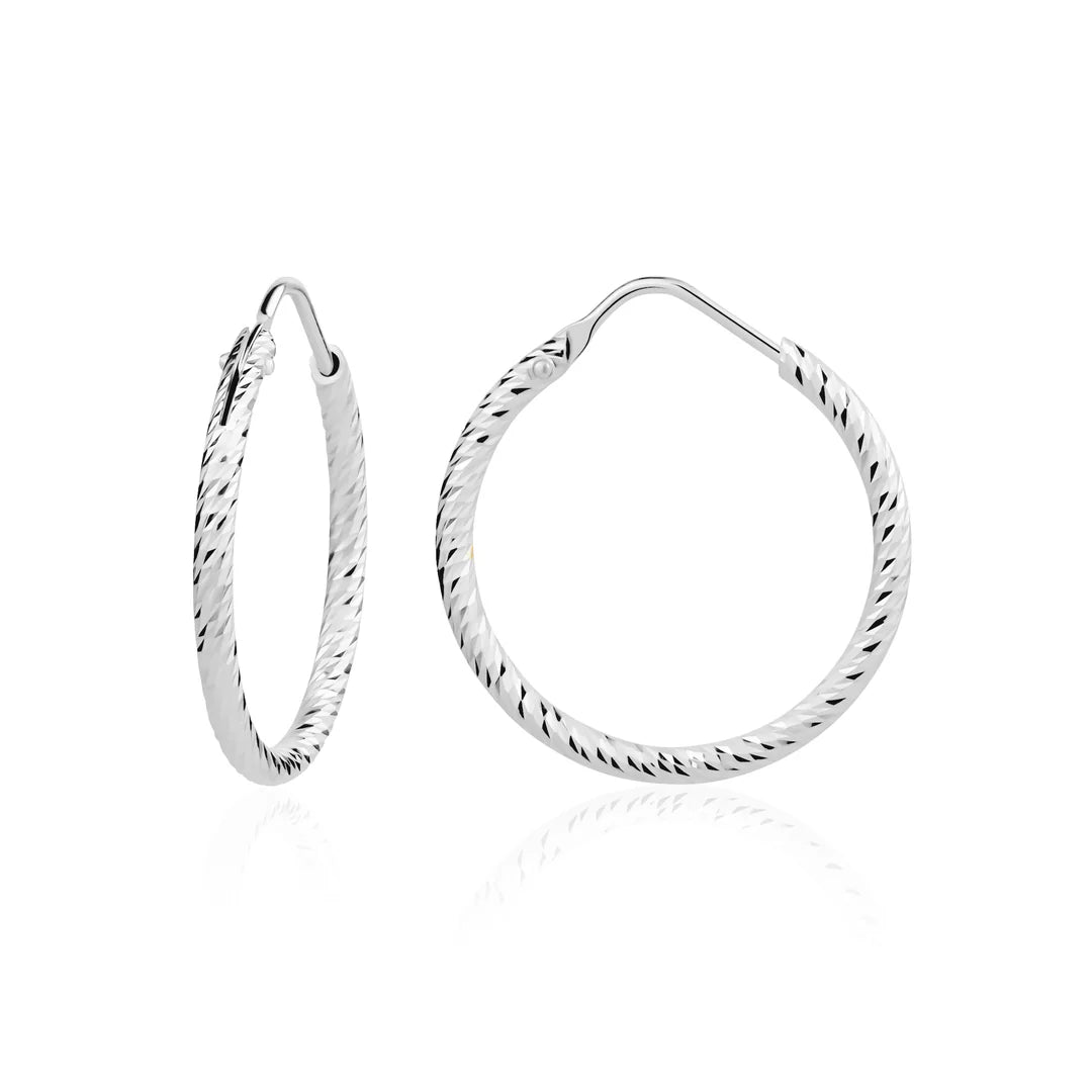 Small Diamond Cut Hoops in White 13-093246-01