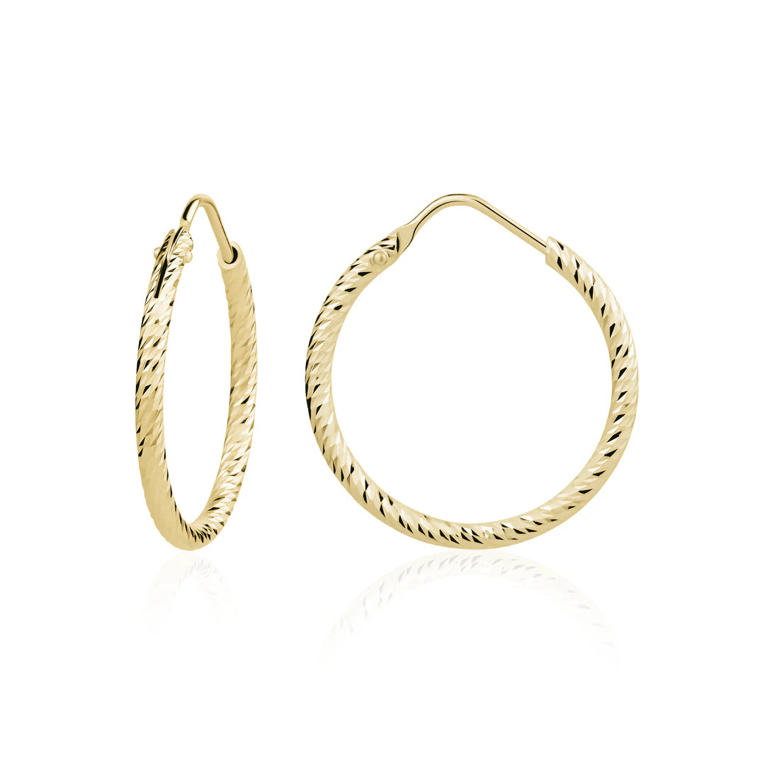 Small Diamond Cut Hoops in Yellow 13-093246-02