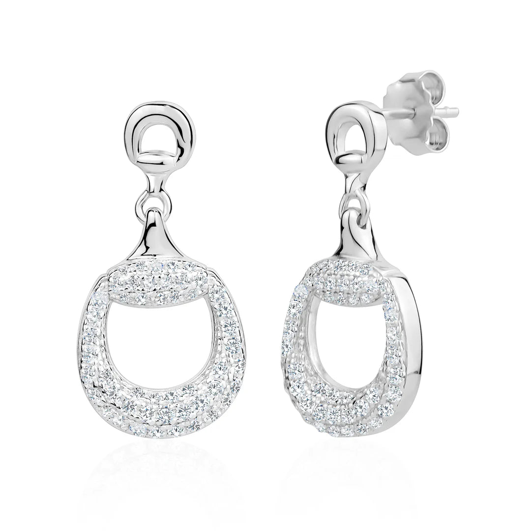 Equestrian Drop Earrings in White 13-142596-01WH