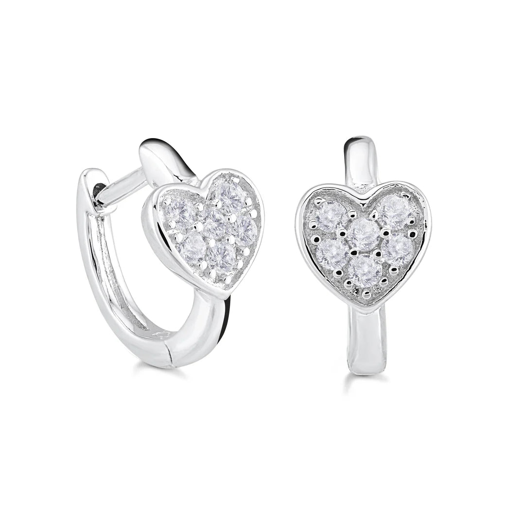 Little Miss Mimi Heart Mini Hoop in White with White Stones 13-142652-01WH