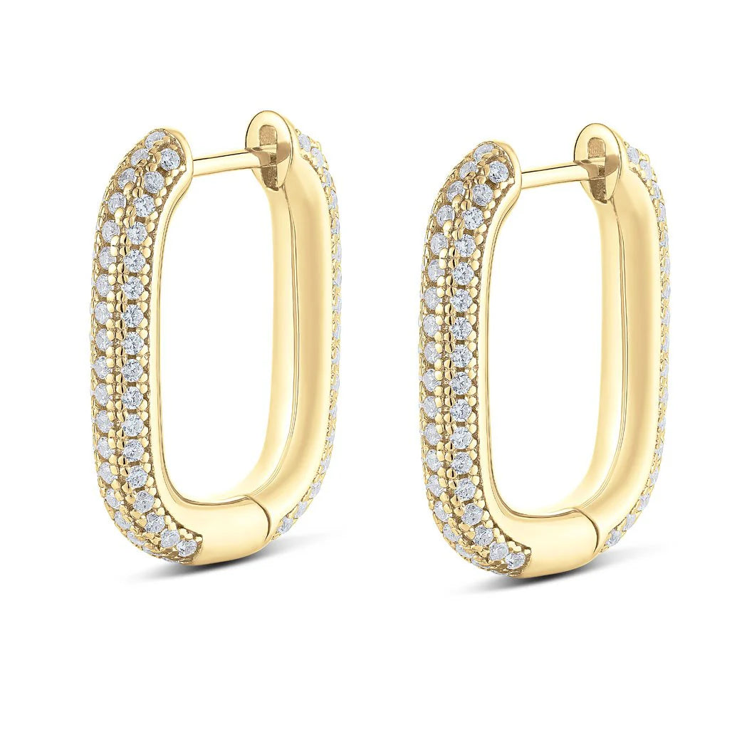 Large Be Square Pave Earrings in Yellow 13-143797-02WH