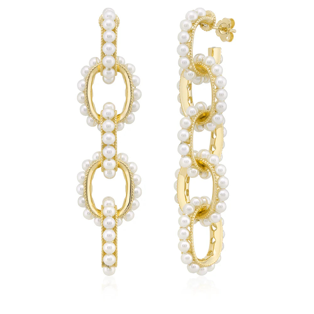 Pearl Couture Link Drop Earrings in Yellow 13-146272-02PL