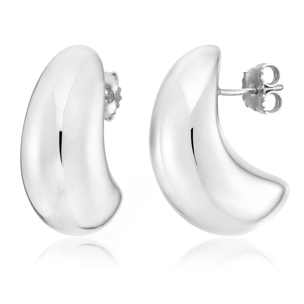 Moon Stud Earrings in White 13-156576-01