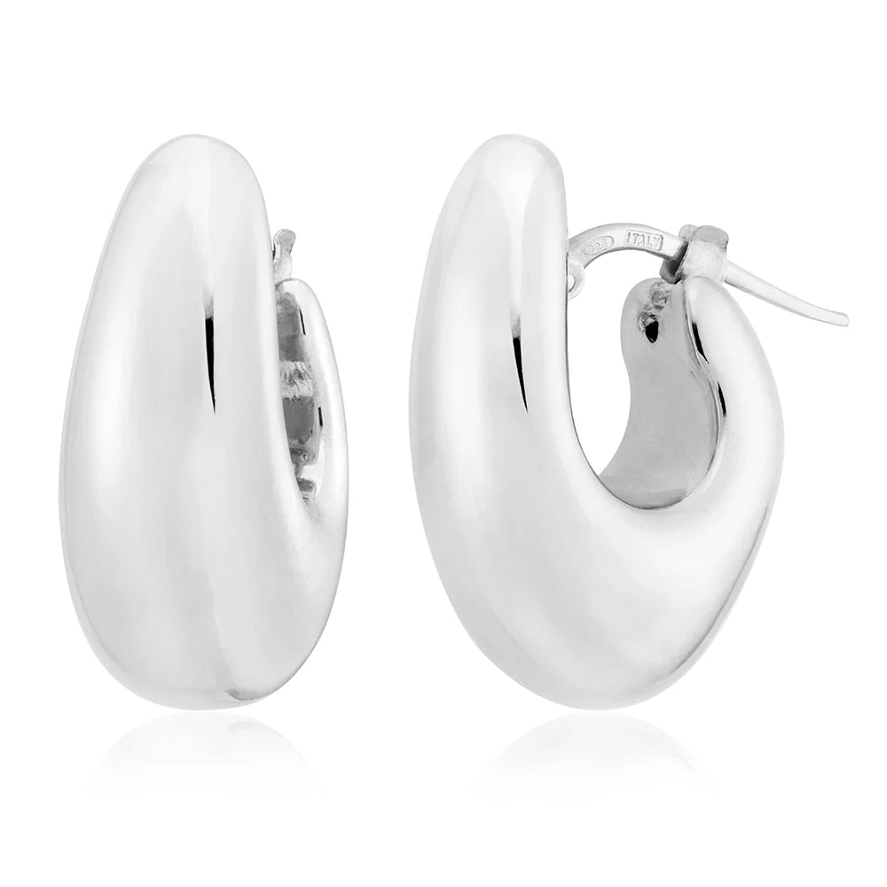 Moon Hoop Earrings in White 13-156577-01