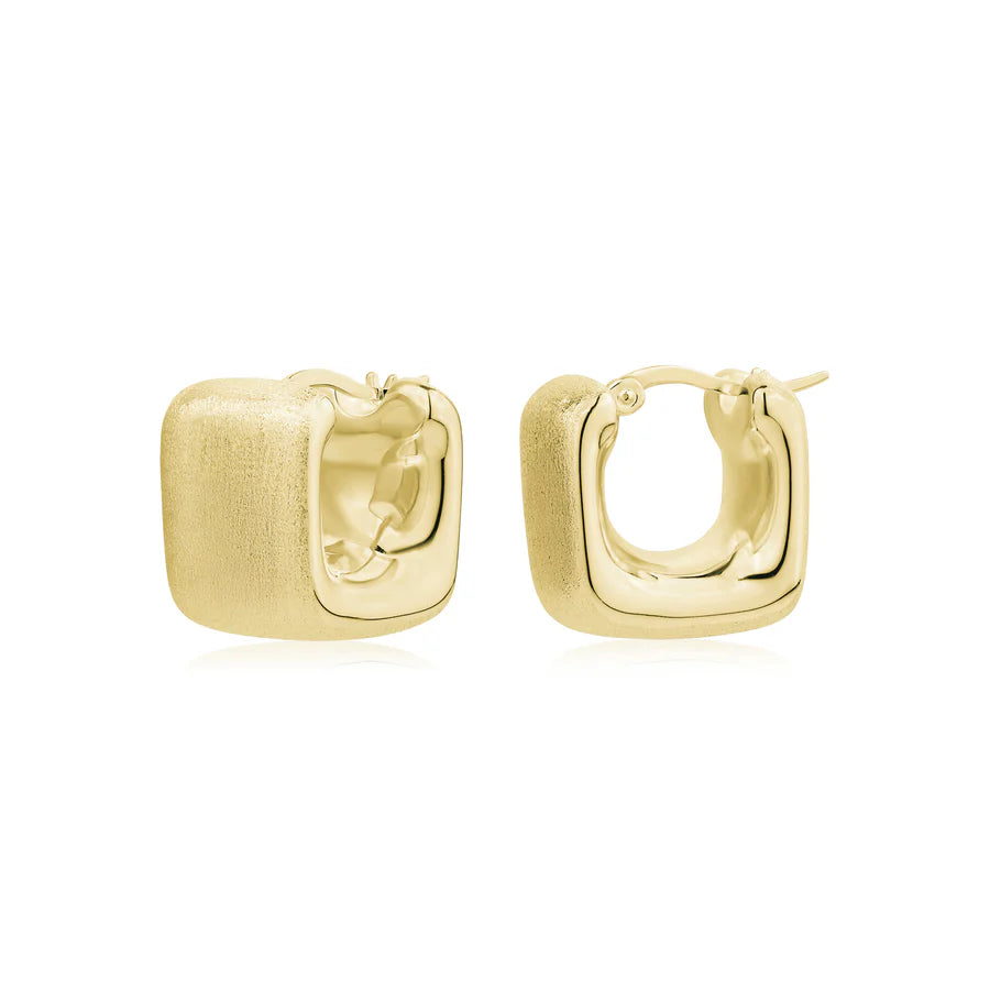 Bubble Square Hoops in Brushed Yellow 13-156580-BR02