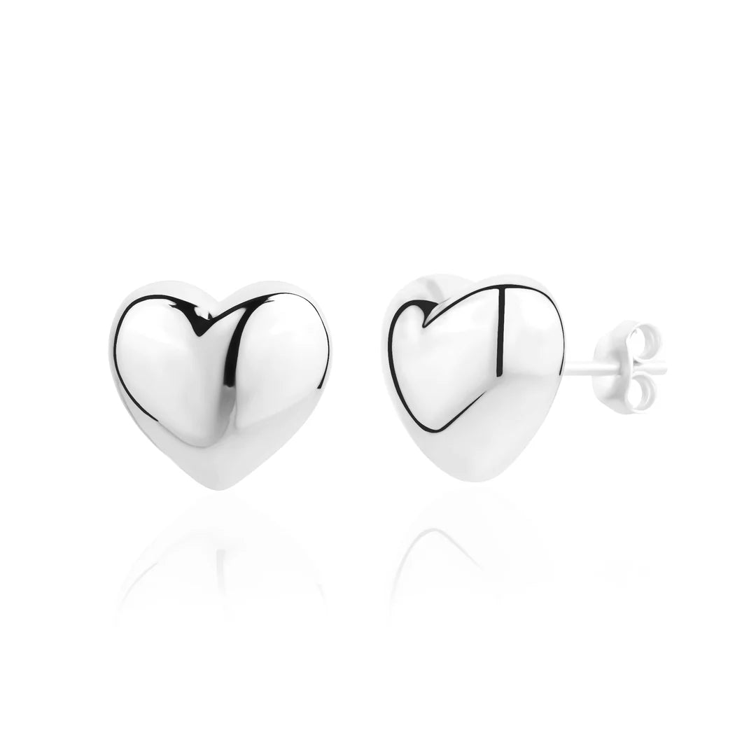 Puff Heart Studs in White 13-156787-01