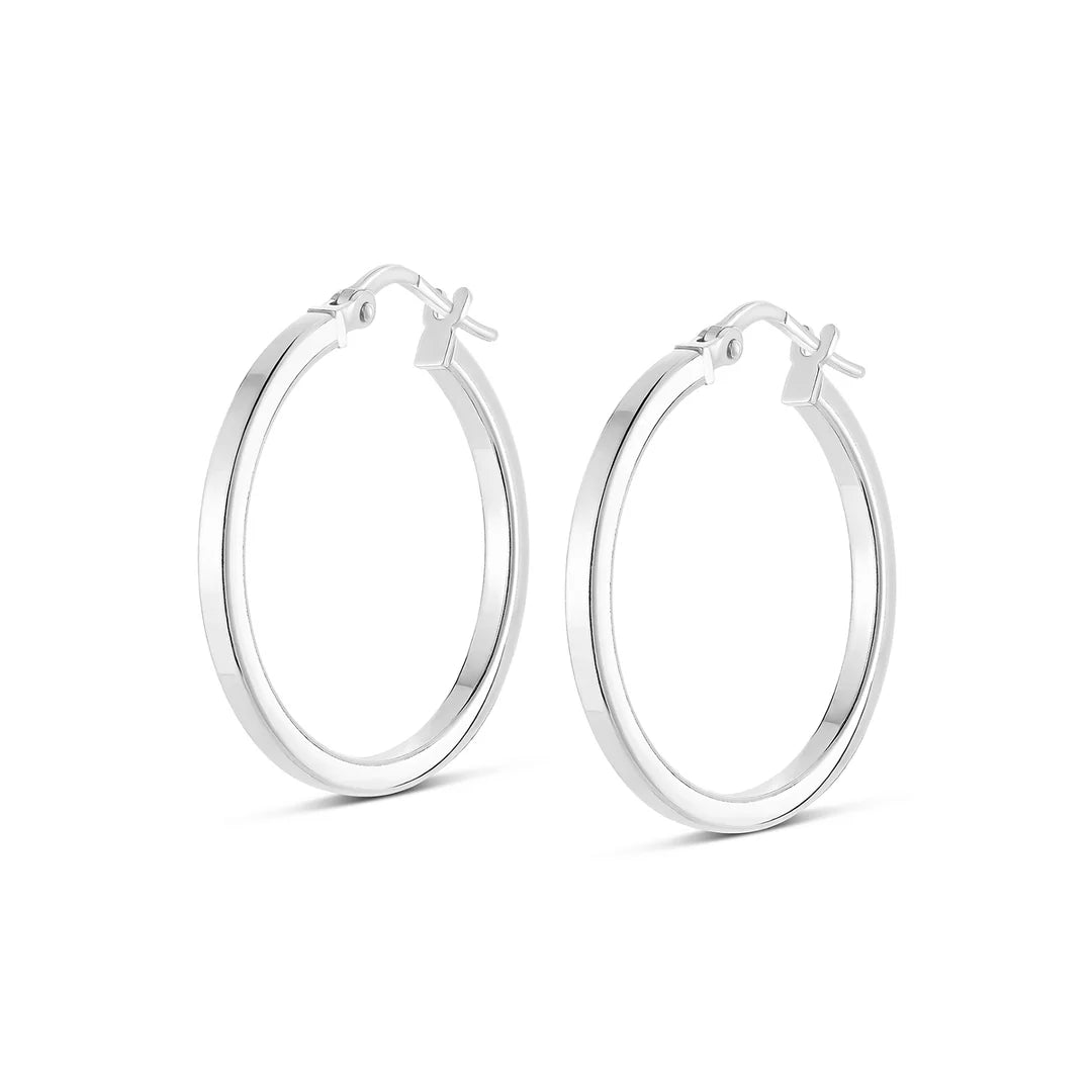Medium Square Edge Hoops in White 13-403557-01