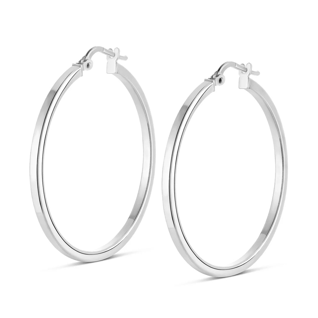 XL Square Edge Hoops in White 13-403559-01