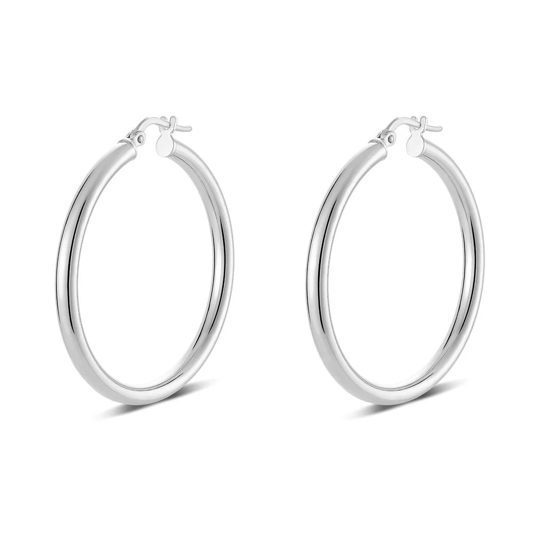 Medium Round Tube Hoops in White 13-403560-01