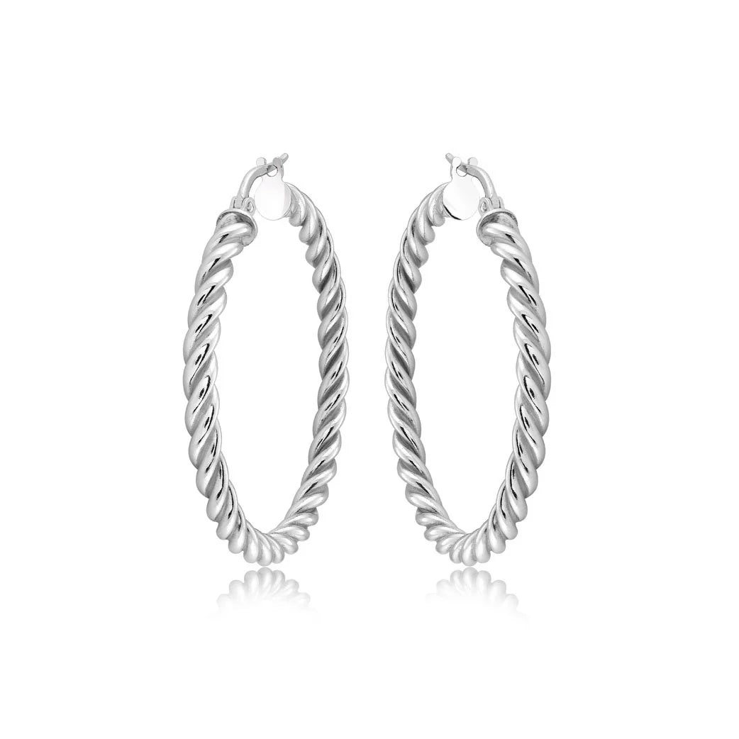 Medium Twist Hoop in White 13-403565-01