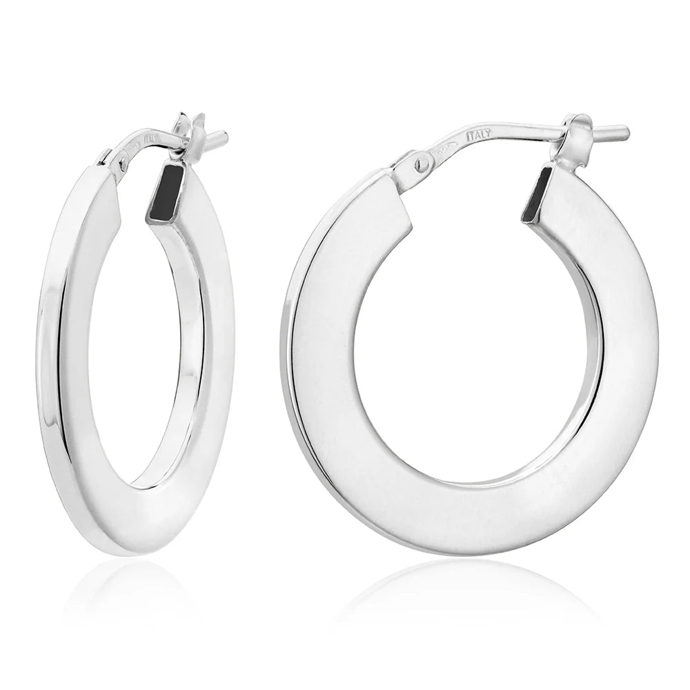 Medium Round Flat Tube Earrings in White 13-406551-01