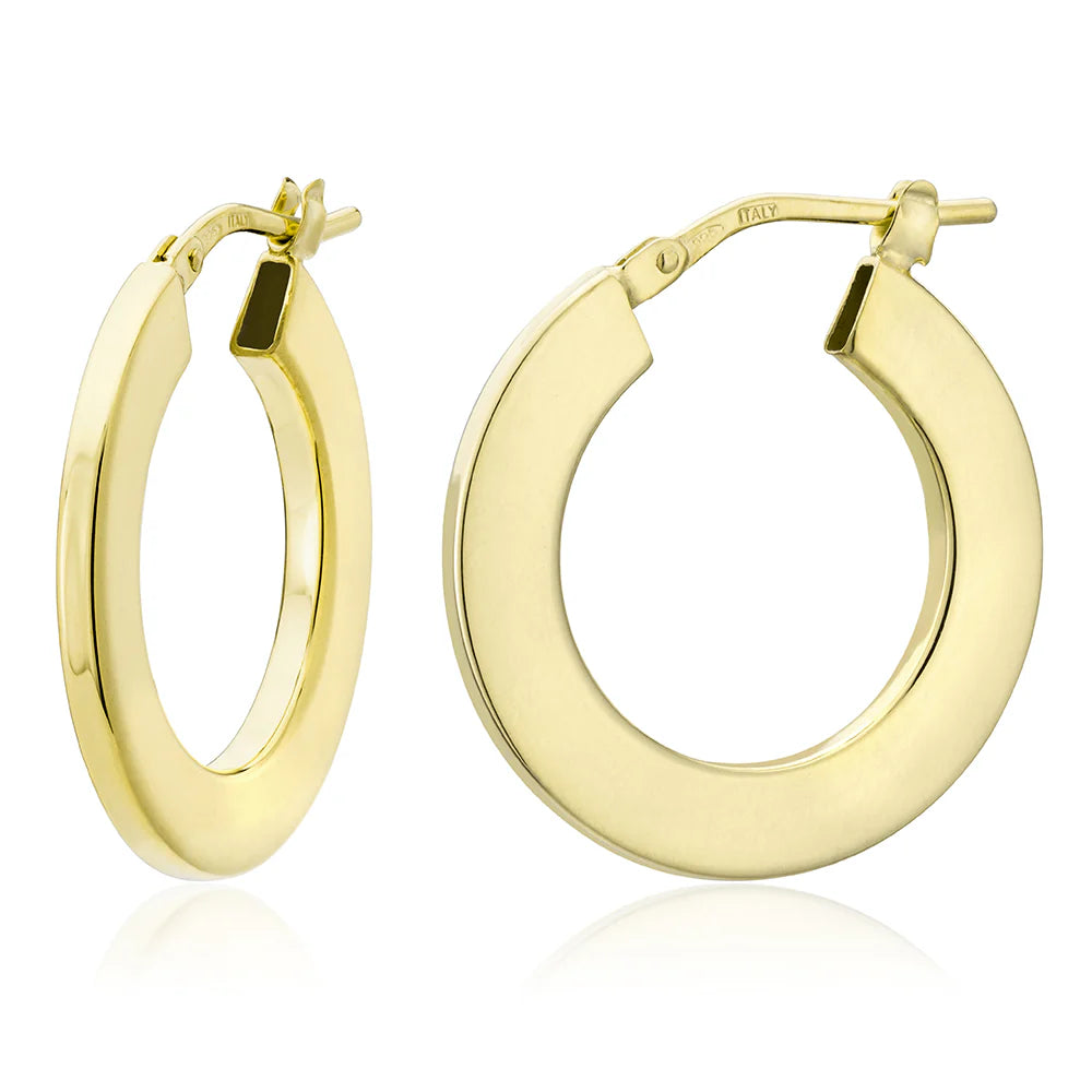 Medium Round Flat Tube Earrings in Yellow 13-406551-02