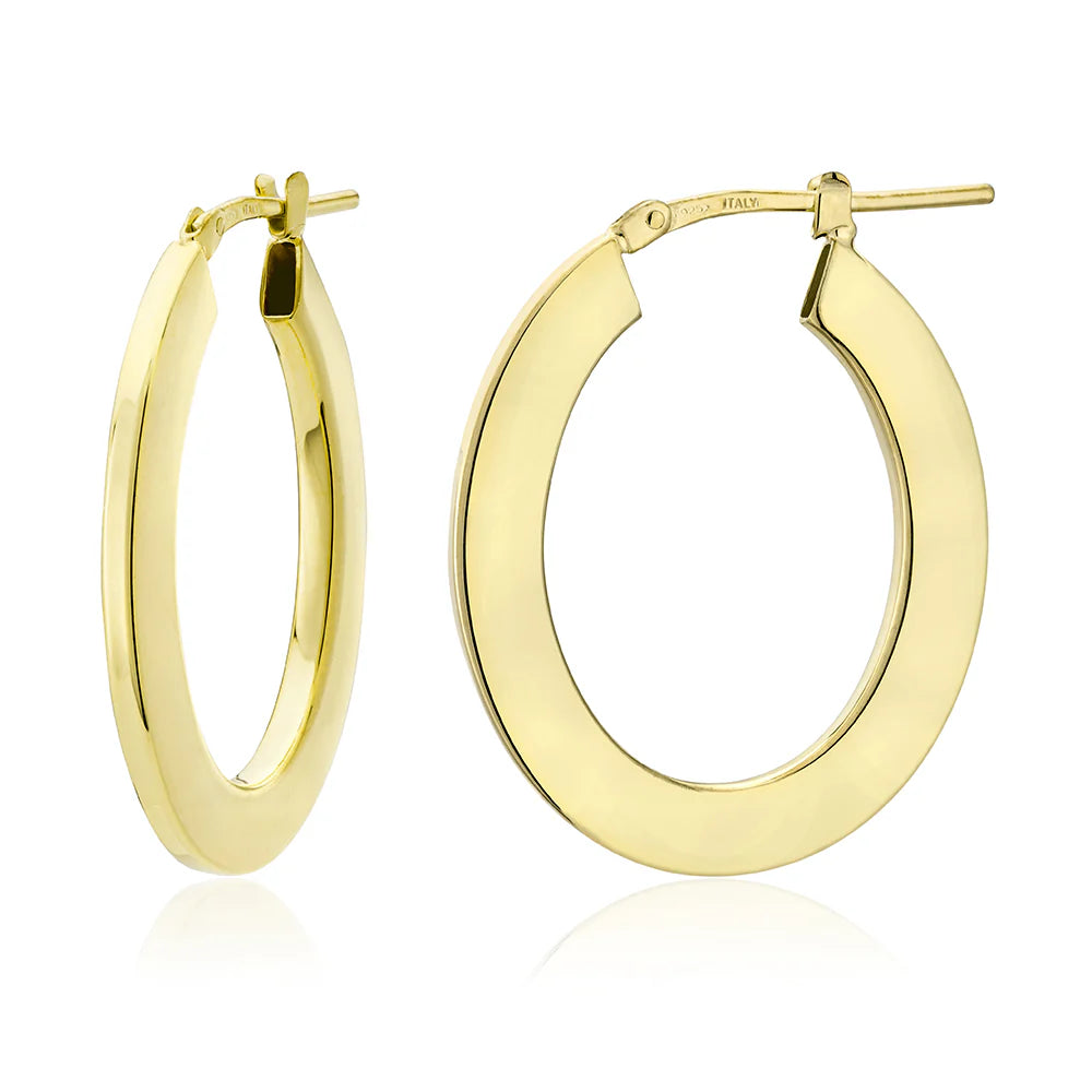 Medium Oval Flat Tube Earrings in Yellow 13-406553-02