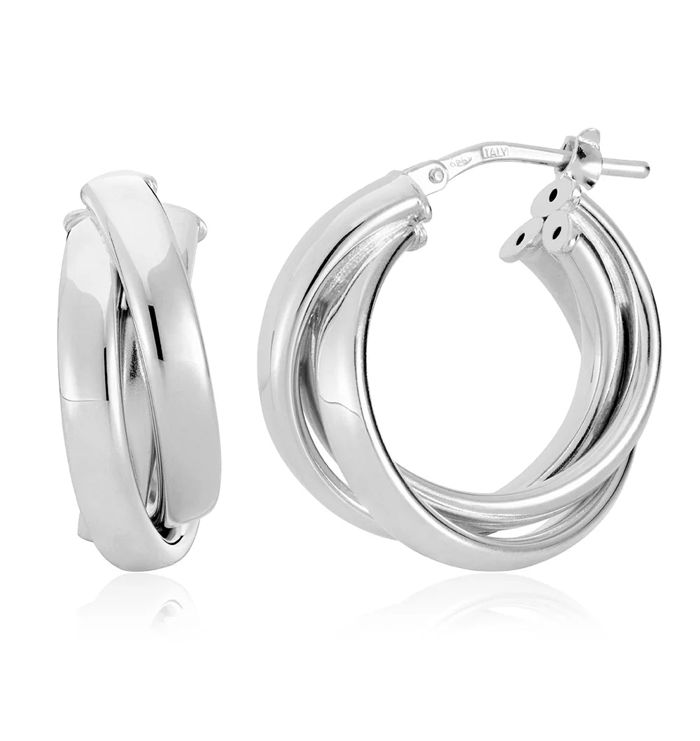 Small Criss Cross Hoops in White 13-406554-01
