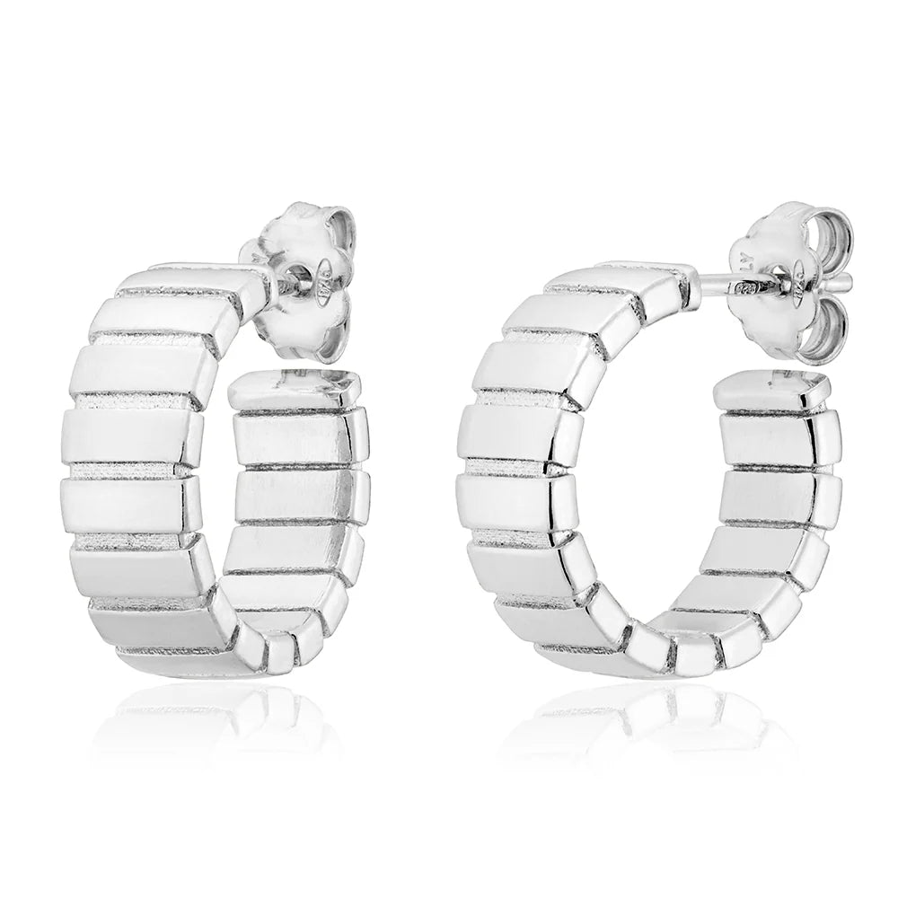 Small Groove Hoops in White 13-406557-01