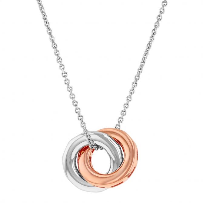 Elegance Rose Tone & Sterling Silver Intertwined Circle Pendant Necklace, 17"