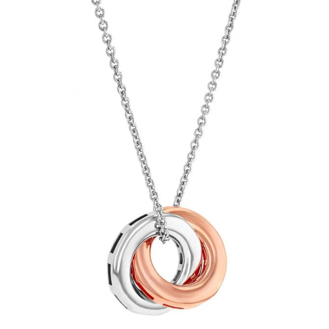Elegance Rose Tone & Sterling Silver Intertwined Circle Pendant Necklace, 17"