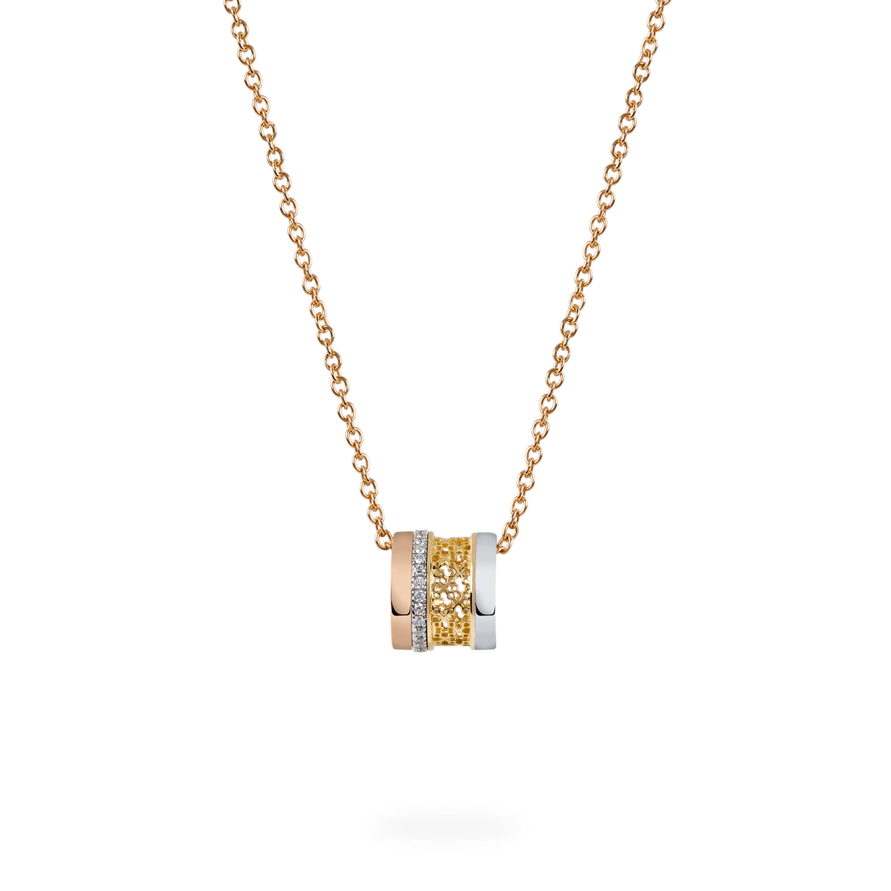Birks Dare to Dream ® Diamond Barrel Pendant, Tri-Gold 450008640409