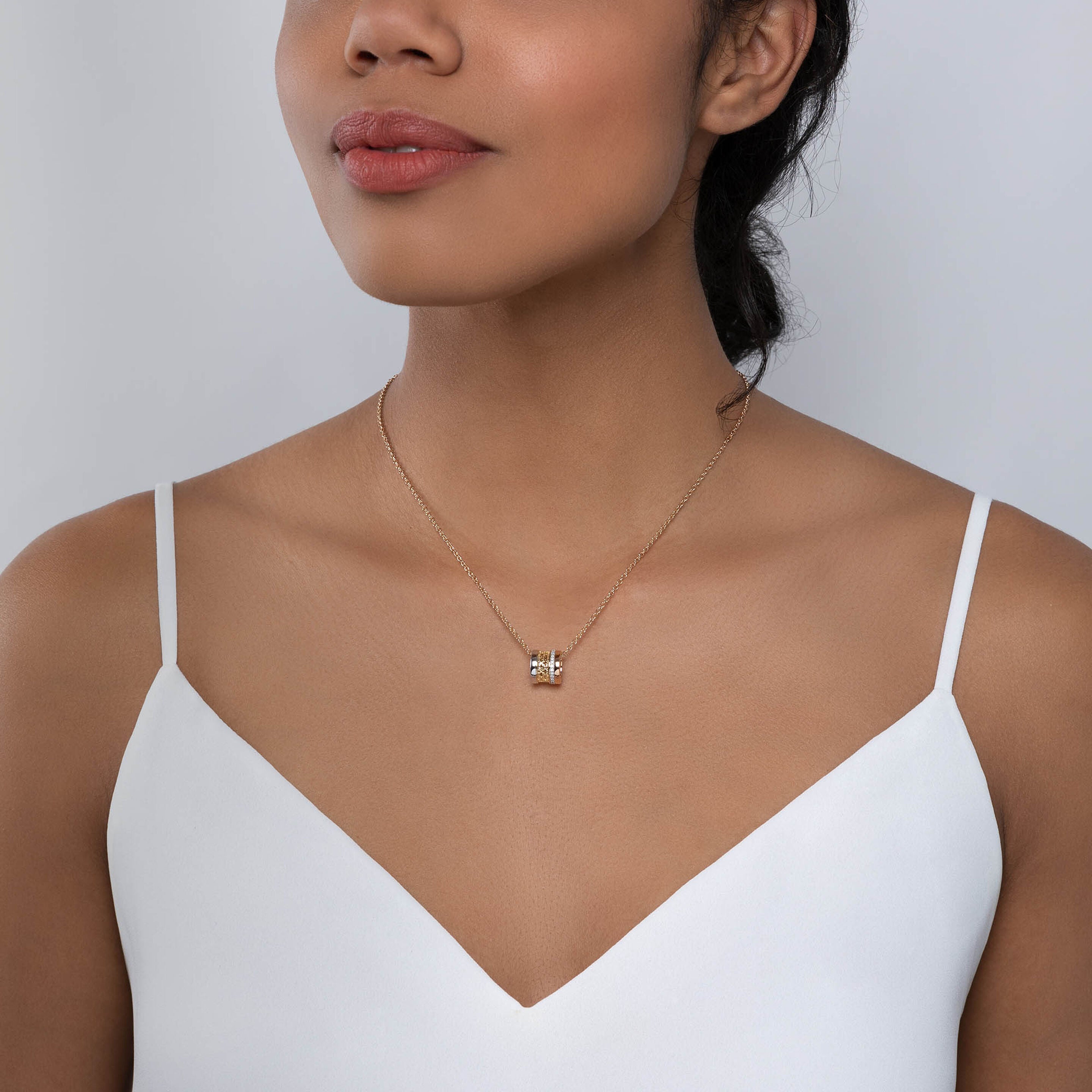 Birks Dare to Dream ® Diamond Barrel Pendant, Tri-Gold 450008640409