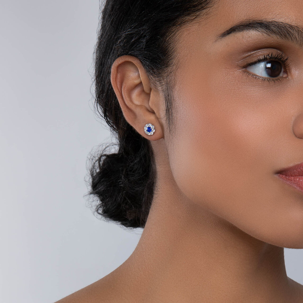 Birks Snowflake Cluster Diamond Earrings with Sapphire 450009713324