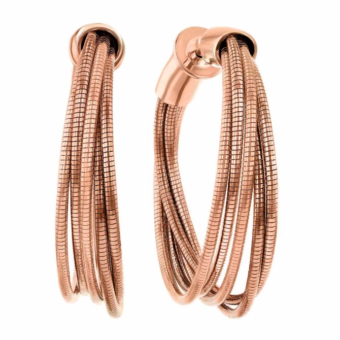 Rose Tone Sterling Silver 5 Strand DNA Spring Mini Hoop Earrings WDNAO209