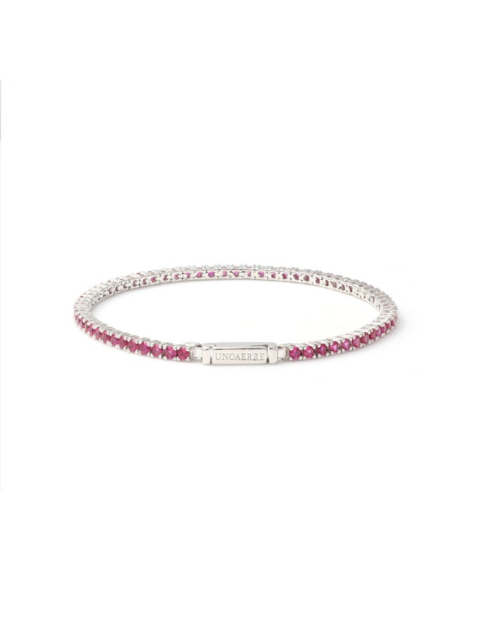 Silver tennis bracelet with fuchsia stones 564947