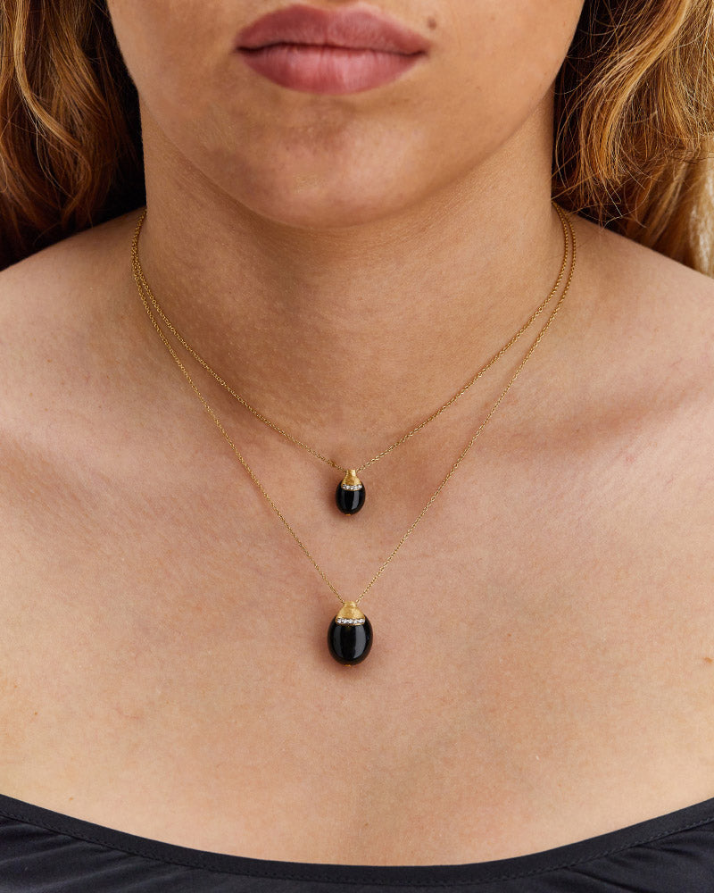 "Mystery Black" Gold, diamond accents and Black Onyx pendant (SMALL) CS2-599