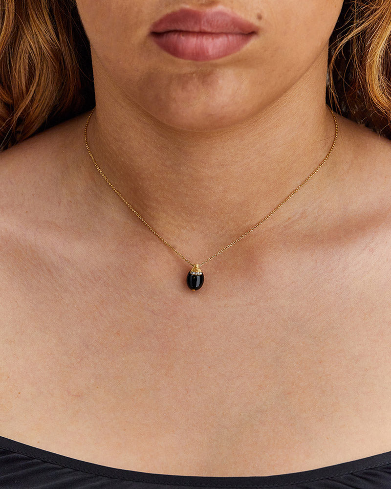 "Mystery Black" Gold, diamond accents and Black Onyx pendant (SMALL) CS2-599