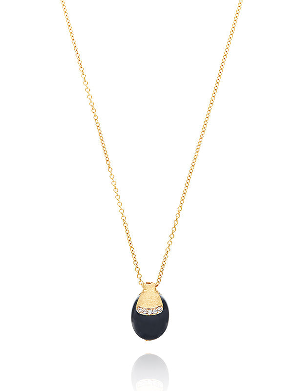 "Mystery Black" Gold, diamond accents and Black Onyx pendant (SMALL) CS2-599