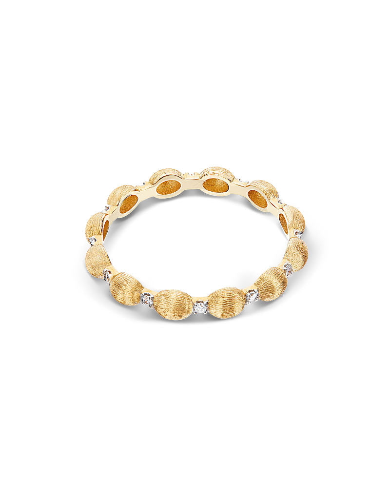 "DANCING ƒLITE" DIAMONDS ACCENTS AND TINY HAND-ENGRAVED GOLD BOULES RING AS15-583